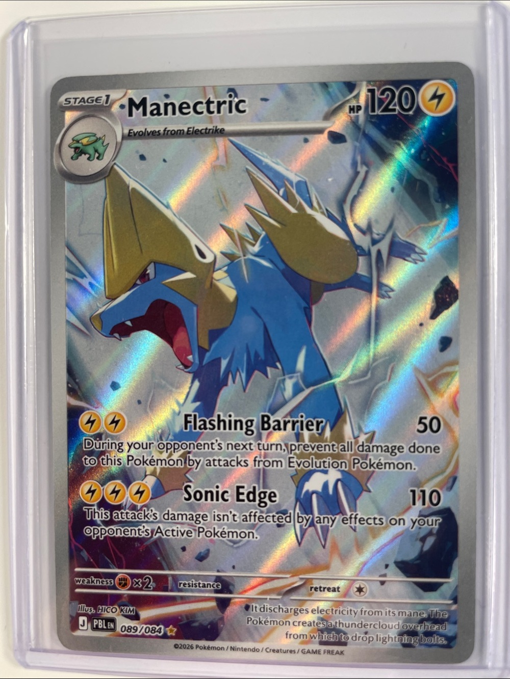 Pokemon Manectric Holo Card - Blue & Yellow Lightning Art
